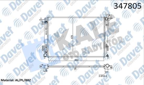 KALE 347805 Su Radyatoru Hyundai Ix35 - Kia Sportage 2.0 10> (At) [Brazing] [640x478x16]